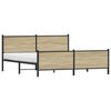 vidaXL Bed Frame Sonoma Oak Steel, Engineered Wood Double Bed Frame