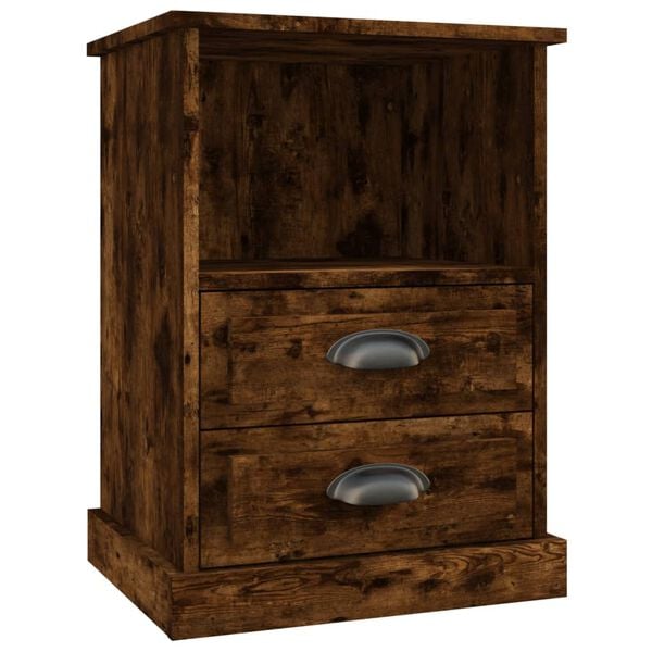 vidaXL Bedside Cabinet Smoked Oak Engineered Wood 16.9x14.2x23.6 in
