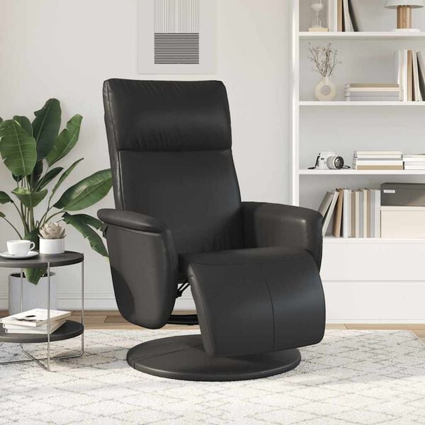 vidaXL Recliner Chair with Footrest Black Faux Leather