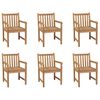 vidaXL Outdoor Chair Set of 6 Brown Solid Teak Wood Standard Durable