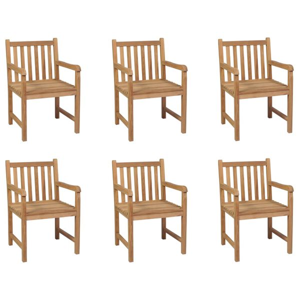 vidaXL Outdoor Chair Set of 6 Brown Solid Teak Wood Standard Durable