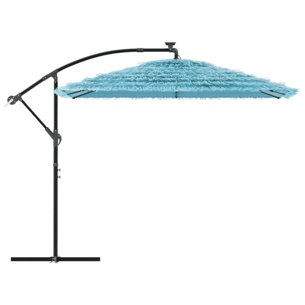 vidaXL Garden Parasol Blue Polyester, Steel, Straw Large