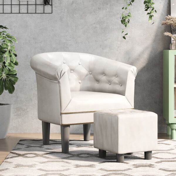 vidaXL Tub Chair White Faux leather, pinewood, plywood, plastic Single