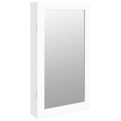 vidaXL Mirror Jewelry Cabinet with LED Lights Wall Mounted White