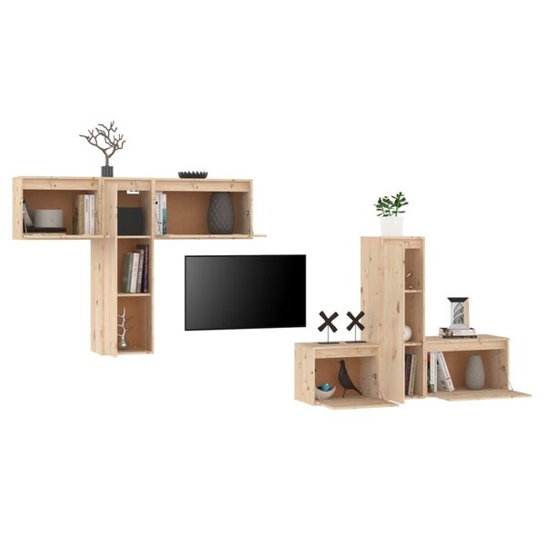 vidaXL TV Cabinet Set of 6 Natural wood Solid pinewood