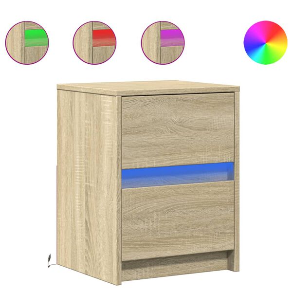 vidaXL Bedside Cabinet Set of 2 Sonoma oak Engineered wood Standard