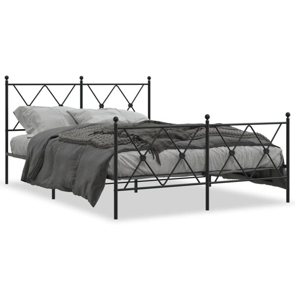 vidaXL Bed Frame Black Steel Double Bed Frame Rectangular