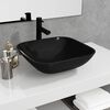 vidaXL Basin Glass 16.5x16.5x5.5" Black