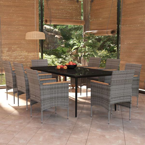 vidaXL Garden Dining Set Grey and Black