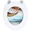 vidaXL WC Toilet Seats 2 pcs with Lids MDF Muschel Design (2x143925)