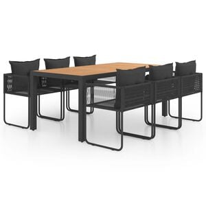 vidaXL Dining Set Black and brown WPC, Aluminum, PVC Rattan, Steel Large