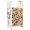vidaXL Firewood Rack White 15.7x11.8x31.5" Cold-rolled steel