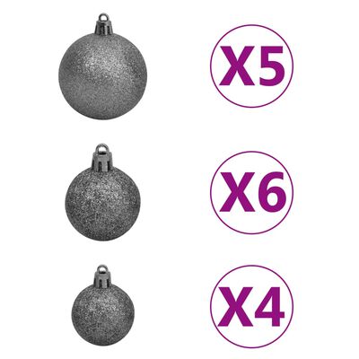 vidaXL Slim Christmas Tree with LEDs&Ball Set Silver 47.2"