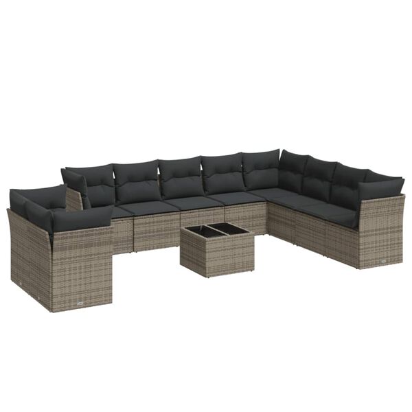 vidaXL Garden Sofa Set Grey PE Rattan Large Modular Garden Sofa Set