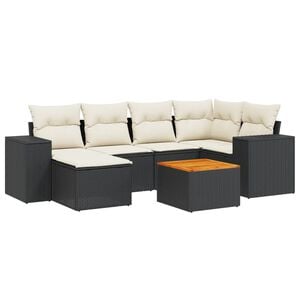 vidaXL Garden Sofa Set Black PE rattan Large Modular Garden Sofa Set