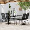 vidaXL Dining Set Black Powder-coated steel, glass, PE rattan
