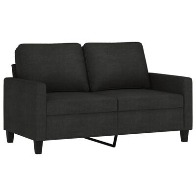 Dark gray/black loveseat with two cushions and metal legs