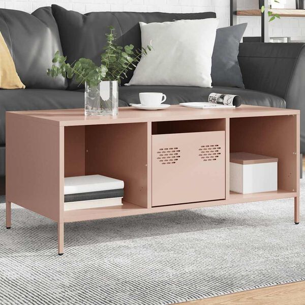 vidaXL Coffee Table Pink Cold-rolled Steel 40.0 x 19.7 x 17.1 in