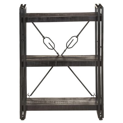 vidaXL 3-Tier Bookcase Black 23.6"x11.8"x31.5" Solid Mango Wood