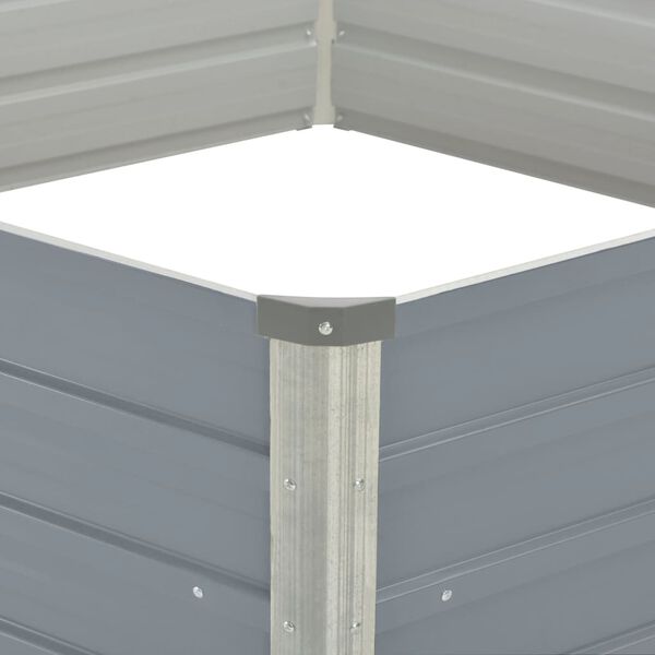 vidaXL Raised Garden Bed Grey Galvanized Steel 50.8x50.8x18.1 in