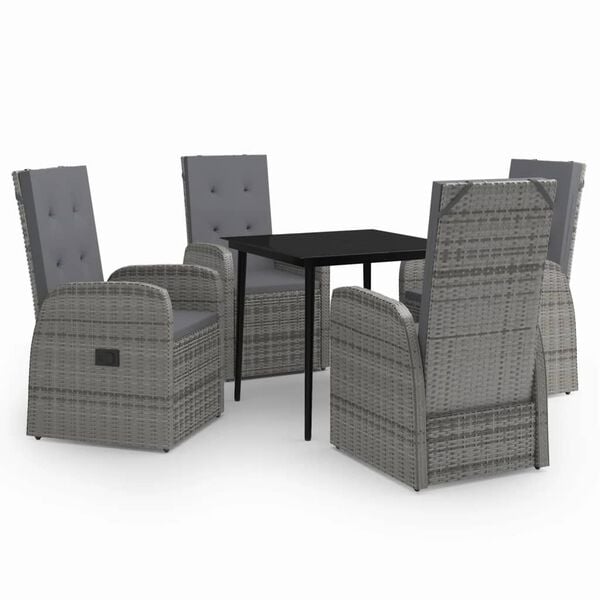vidaXL Garden Dining Set Grey and black