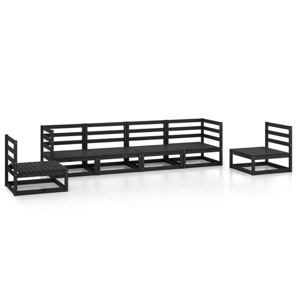 vidaXL Garden Lounge Set Black Solid pinewood 27.6 in x 27.6 in x 26.4 in