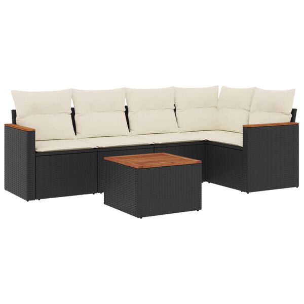 vidaXL Garden Sofa Set Black PE rattan 6-piece set Modular