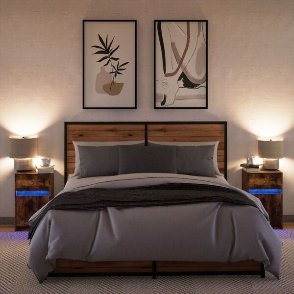 vidaXL Bedside Cabinet Set of 2 Smoked Oak Engineered wood Medium