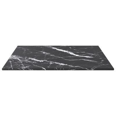 vidaXL Table Top Black 15.7"x15.7" 0.2" Tempered Glass with Marble Design