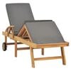 vidaXL Sun Lounger with Cushion Solid Teak Wood Dark Gray