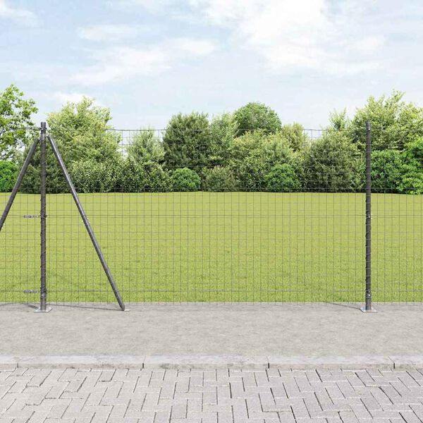 vidaXL Fence Posts Manual 7 pcs Gray &Oslash;32mm 130 cm Galvanized steel