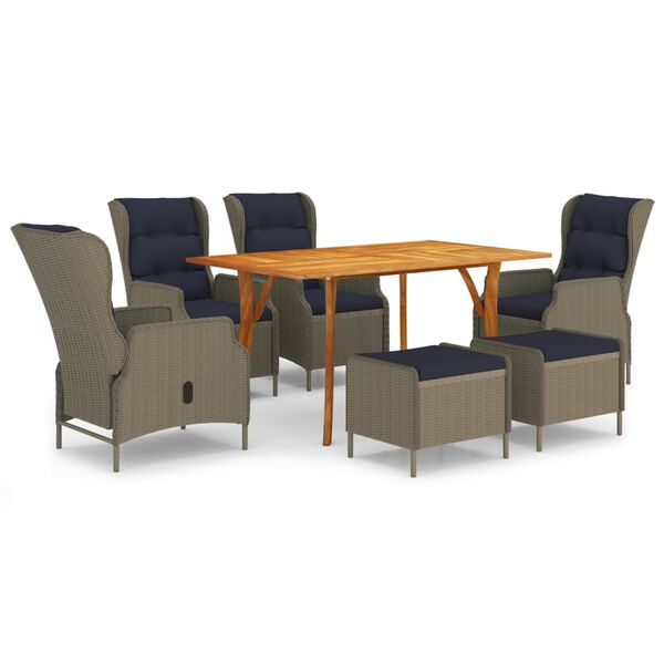 vidaXL 7 Piece Patio Dining Set Brown