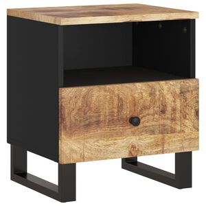 vidaXL Bedside Cabinet Natural wood and black Solid mango wood Medium