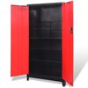 vidaXL Tool Cabinet with 2 Doors Steel 35.4"x15.7"x70.9" Black and Red