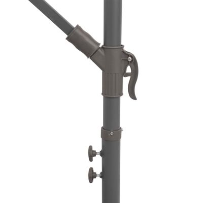 vidaXL Hanging Parasol with LED Lighting 118.1" Sand Metal Pole