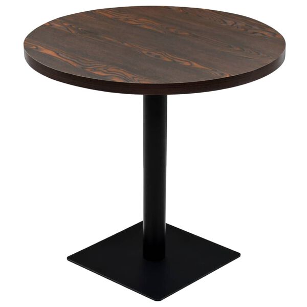 vidaXL Dining Table Dark Ash MDF, Steel 31.5 in Diameter Simple