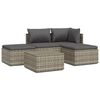 vidaXL Garden Lounge Set Grey PE rattan, powder-coated steel, polyester, PVC