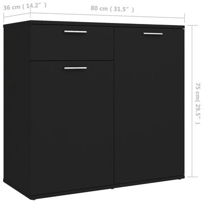 vidaXL Sideboard Black 31.5"x14.2"x29.5" Engineered Wood