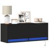 vidaXL TV Wall Cabinet Black Engineered Wood 39.4 in x 12.2 in x 15.0 in