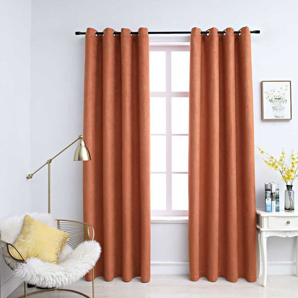 vidaXL Blackout Curtains with Metal Rings 2 pcs Rusty 55.1x88.6"