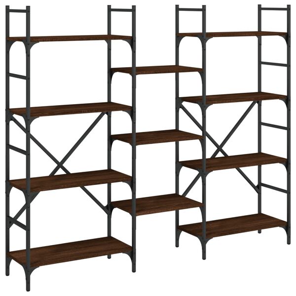 vidaXL Bookshelf Brown Oak Engineered Wood Tall Shelf Rectangular