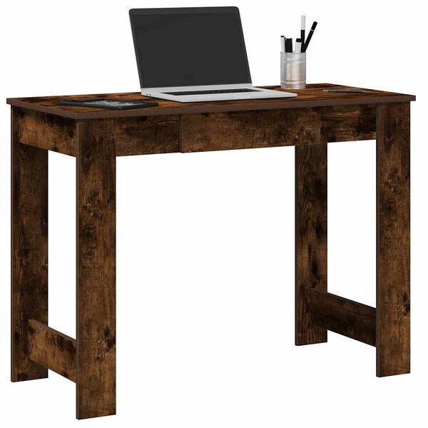 vidaXL Desk Smoked Oak Engineered Wood 39.4x17.7x29.5 in Desk