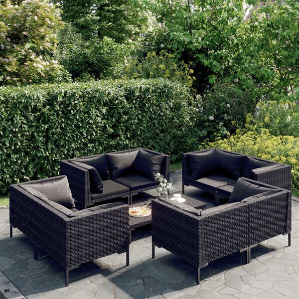 vidaXL Garden Lounge Set Dark Grey Powder-coated steel Large Seats Many