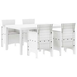 vidaXL Garden Dining Set 5 pcs White Polt rattan