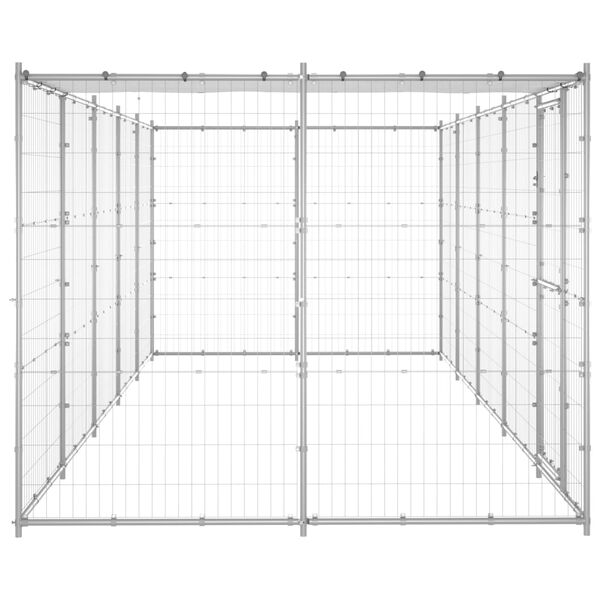 vidaXL Dog Kennel Silver Galvanized steel, PE 130.9 ft&sup2; Durable