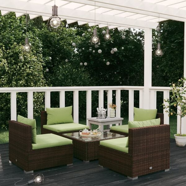 vidaXL Garden Lounge Set Brown and Green