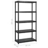 vidaXL Storage Shelf 5-Tier Black 100.4x15.7x72.8" Plastic (3x147685)