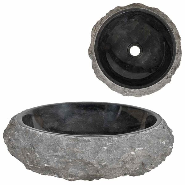 vidaXL Sink 15.7"x4.7" Marble Black