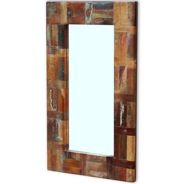 vidaXL Mirror Multicolor Reclaimed wood and glass 31.5 x 19.7 in