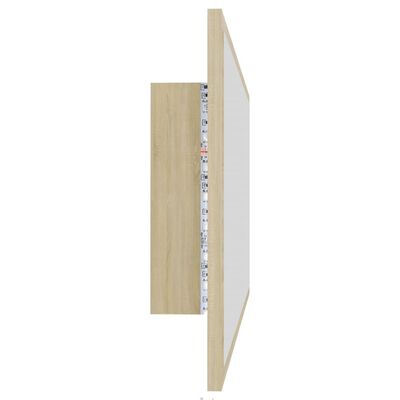 vidaXL LED Bathroom Mirror Sonoma Oak 35.4"x3.3"x14.6" Acrylic